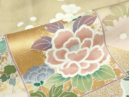 平和屋着物●訪問着 色紙重ね草花文 暈し染め 金彩 正絹 逸品 DABB0388ud