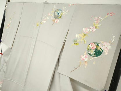 平和屋着物●訪問着 駒刺繍 草花丸文 金彩 正絹 逸品 DABB0391ud