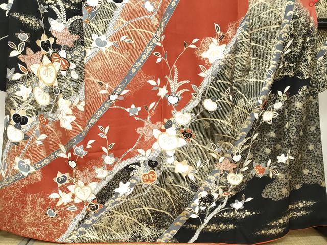 平和屋着物●豪華振袖 草花文 金彩 やまと誂製 正絹 逸品 DABB0395ud