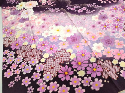 平和屋着物●豪華振袖 舞花文 暈し染め 金彩 京都きもの友禅扱い 正絹 逸品 DABB0397ud