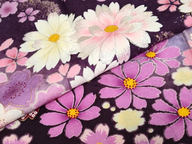 平和屋着物●豪華振袖 舞花文 暈し染め 金彩 京都きもの友禅扱い 正絹 逸品 DABB0397ud