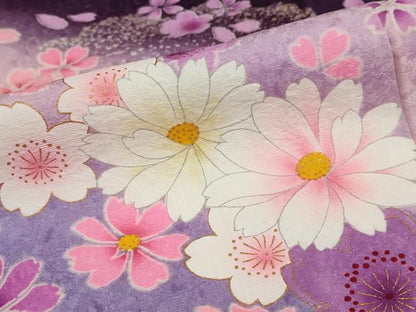 平和屋着物●豪華振袖 舞花文 暈し染め 金彩 京都きもの友禅扱い 正絹 逸品 DABB0397ud