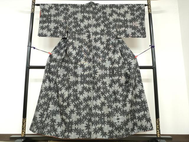 平和屋着物●本場大島紬 9マルキ 枝葉文 正絹 逸品 DABB0399ud