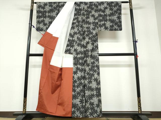 平和屋着物●本場大島紬 9マルキ 枝葉文 正絹 逸品 DABB0399ud