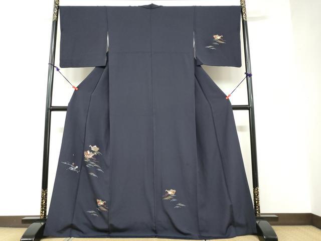 平和屋着物●訪問着 総刺繍 流水花車文 金糸 正絹 逸品 DABB0410ud