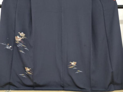 平和屋着物●訪問着 総刺繍 流水花車文 金糸 正絹 逸品 DABB0410ud