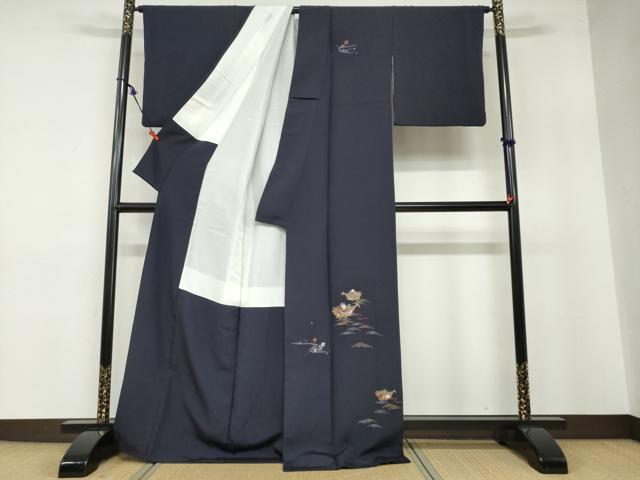 平和屋着物●訪問着 総刺繍 流水花車文 金糸 正絹 逸品 DABB0410ud