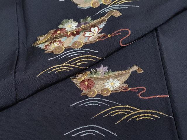 平和屋着物●訪問着 総刺繍 流水花車文 金糸 正絹 逸品 DABB0410ud