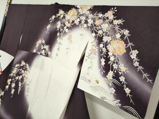 平和屋着物●訪問着 駒刺繍 流水枝垂れ草花丸文 暈し染め 金彩 鈴乃屋扱い 正絹 逸品 DABB0414ud