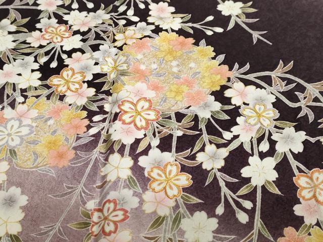 平和屋着物●訪問着 駒刺繍 流水枝垂れ草花丸文 暈し染め 金彩 鈴乃屋扱い 正絹 逸品 DABB0414ud