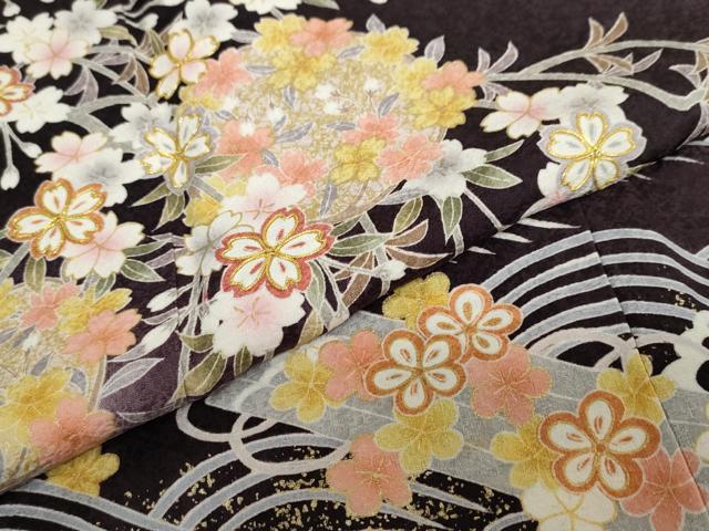 平和屋着物●訪問着 駒刺繍 流水枝垂れ草花丸文 暈し染め 金彩 鈴乃屋扱い 正絹 逸品 DABB0414ud