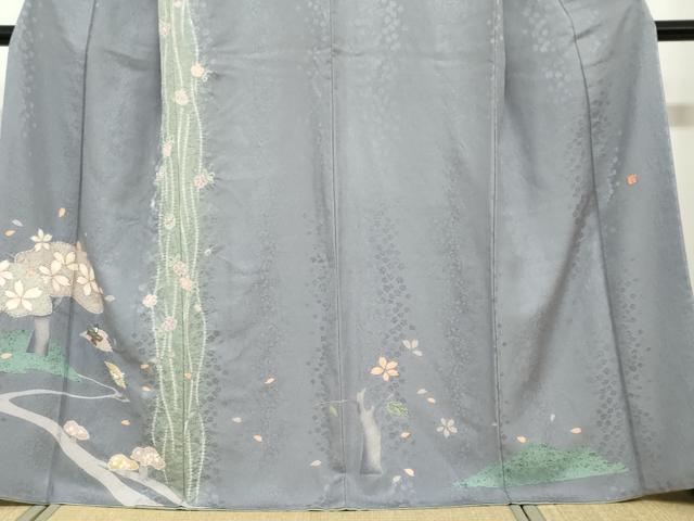 平和屋着物●訪問着 作家物 絞り 舞桜人物文 正絹 逸品 DABB0418ud