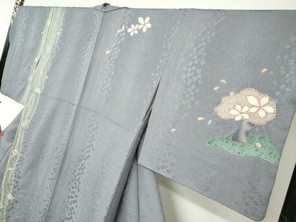平和屋着物●訪問着 作家物 絞り 舞桜人物文 正絹 逸品 DABB0418ud