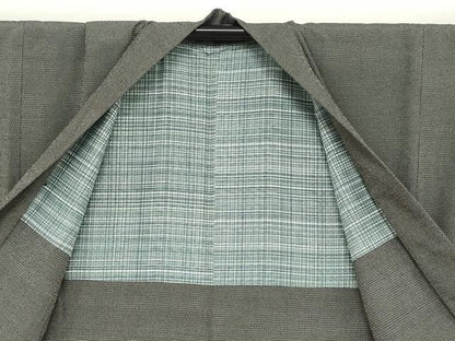 平和屋着物●男性 本塩沢 アンサンブル 110亀甲 総詰め 正絹 逸品 DABB0421ud