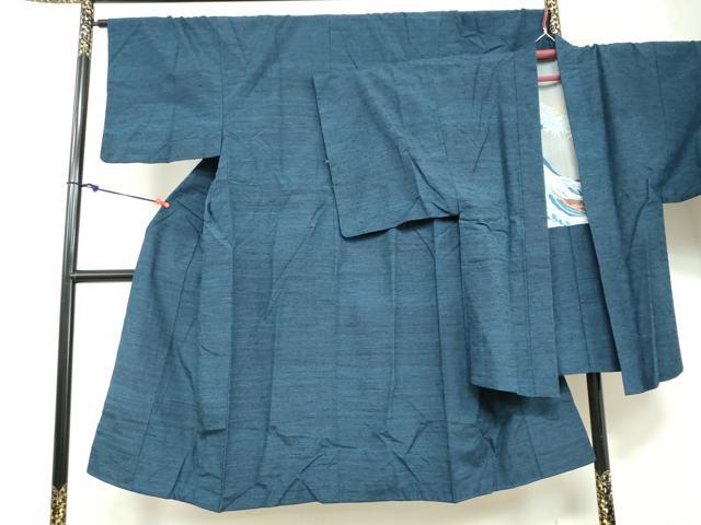 平和屋着物●男性 紬 アンサンブル 長羽織 霞文 正絹 逸品 DABB0423ud