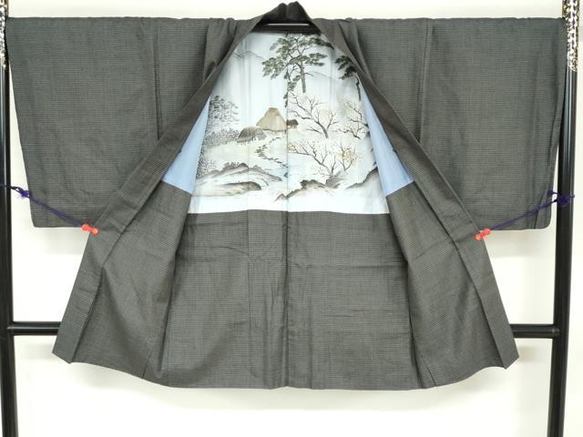 平和屋着物●男性 紬 アンサンブル 長羽織 80亀甲 総詰め キングサイズ 正絹 逸品 DABB0430ud