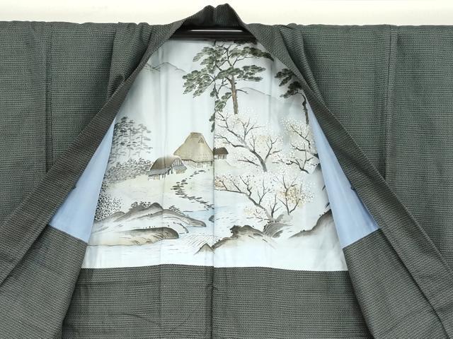 平和屋着物●男性 紬 アンサンブル 長羽織 80亀甲 総詰め キングサイズ 正絹 逸品 DABB0430ud