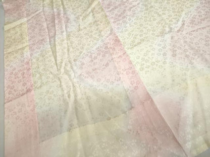 平和屋着物●振袖用長襦袢 無双仕立て 舞花地紋 暈し染め 半衿刺繍 正絹 逸品 DABB0432ud