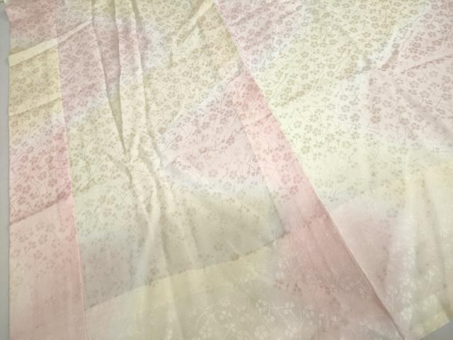 平和屋着物●振袖用長襦袢 無双仕立て 舞花地紋 暈し染め 半衿刺繍 正絹 逸品 DABB0432ud