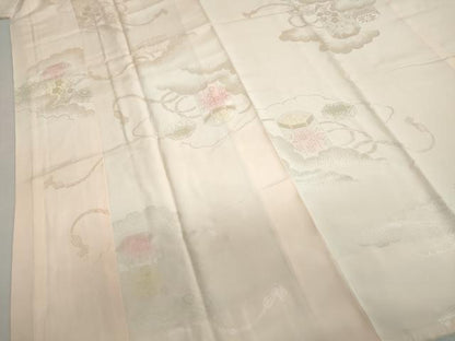 平和屋着物●振袖用長襦袢　袷　雲取り貝桶地紋　暈し染め　正絹　逸品　DABB0435ud