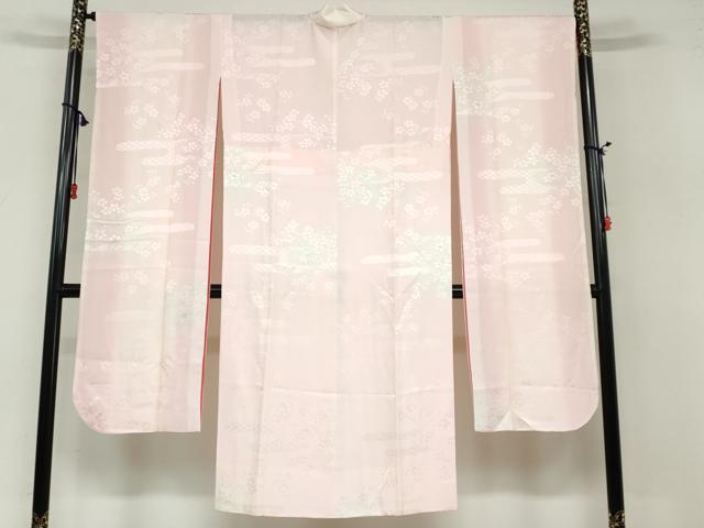 平和屋着物●振袖用長襦袢 無双仕立て エ霞枝桜地紋 暈し染め 正絹 逸品 DABB0437ud