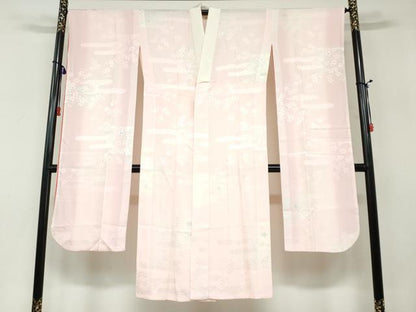 平和屋着物●振袖用長襦袢 無双仕立て エ霞枝桜地紋 暈し染め 正絹 逸品 DABB0437ud