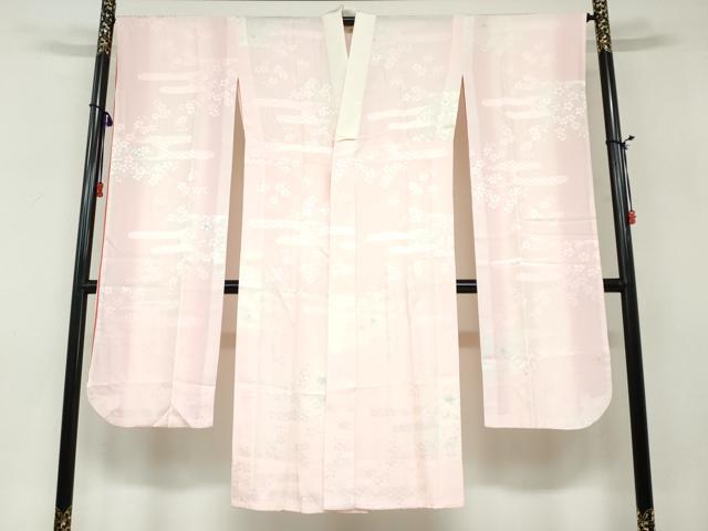 平和屋着物●振袖用長襦袢 無双仕立て エ霞枝桜地紋 暈し染め 正絹 逸品 DABB0437ud