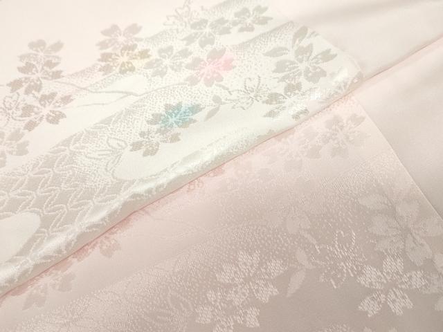 平和屋着物●振袖用長襦袢 無双仕立て エ霞枝桜地紋 暈し染め 正絹 逸品 DABB0437ud