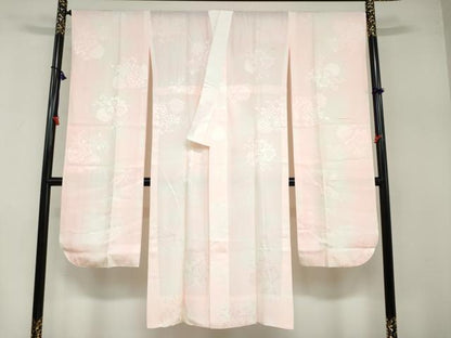 平和屋着物●振袖用長襦袢　無双仕立て　雪輪草花地紋　暈し染め　正絹　逸品　DABB0442ud