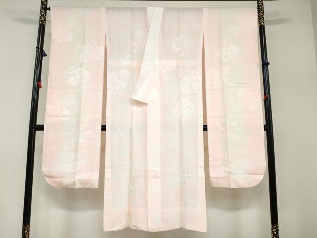 平和屋着物●振袖用長襦袢　無双仕立て　雪輪草花地紋　暈し染め　正絹　逸品　DABB0442ud