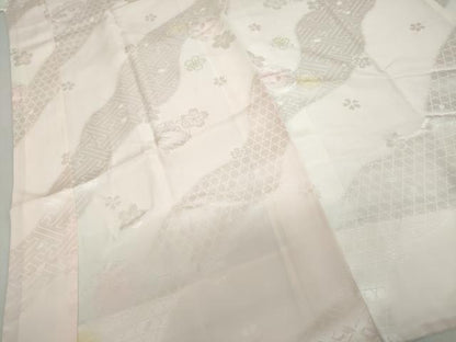 平和屋着物●振袖用長襦袢　袷　道長草花鈴地紋　暈し染め　半衿刺繍　正絹　逸品　DABB0444ud