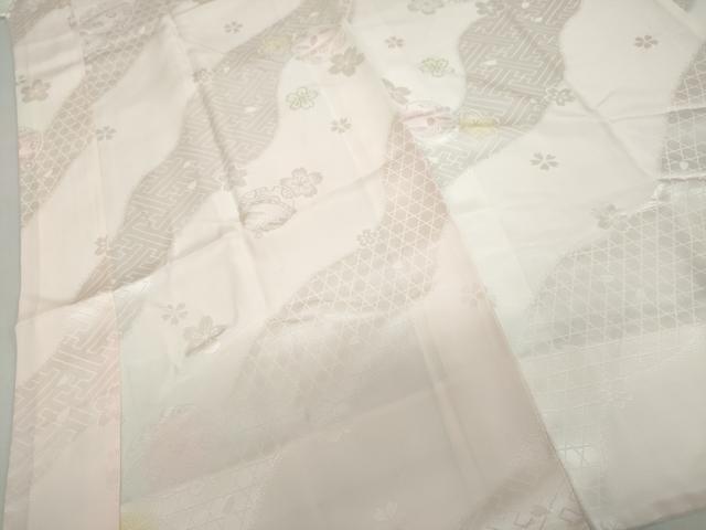 平和屋着物●振袖用長襦袢　袷　道長草花鈴地紋　暈し染め　半衿刺繍　正絹　逸品　DABB0444ud