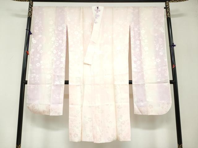 平和屋着物●振袖用長襦袢　袷　源氏車舞桜地紋　暈し染め　さが美扱い　半衿刺繍　正絹　逸品　DABB0445ud