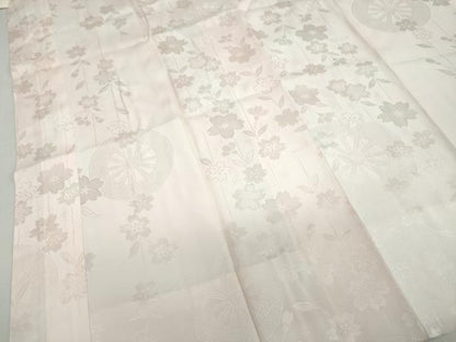 平和屋着物●振袖用長襦袢　袷　源氏車舞桜地紋　暈し染め　さが美扱い　半衿刺繍　正絹　逸品　DABB0445ud