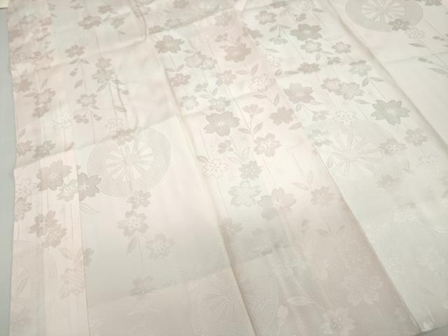 平和屋着物●振袖用長襦袢　袷　源氏車舞桜地紋　暈し染め　さが美扱い　半衿刺繍　正絹　逸品　DABB0445ud