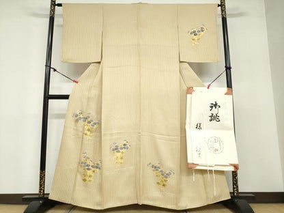 平和屋着物●訪問着 駒刺繍 万寿菊 金彩 たとう紙付き 正絹 逸品 DABB0454ud