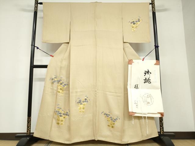 平和屋着物●訪問着 駒刺繍 万寿菊 金彩 たとう紙付き 正絹 逸品 DABB0454ud