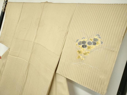 平和屋着物●訪問着 駒刺繍 万寿菊 金彩 たとう紙付き 正絹 逸品 DABB0454ud