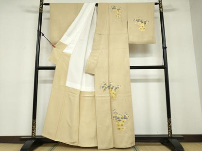 平和屋着物●訪問着 駒刺繍 万寿菊 金彩 たとう紙付き 正絹 逸品 DABB0454ud