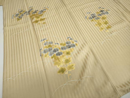 平和屋着物●訪問着 駒刺繍 万寿菊 金彩 たとう紙付き 正絹 逸品 DABB0454ud