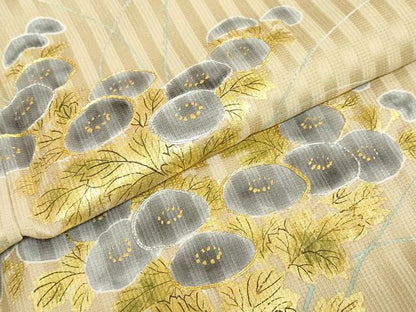 平和屋着物●訪問着 駒刺繍 万寿菊 金彩 たとう紙付き 正絹 逸品 DABB0454ud