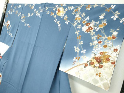 平和屋着物●訪問着 雪輪草花籬文 暈し染め 金彩 三越扱い 正絹 逸品 未使用 DABB0457ud