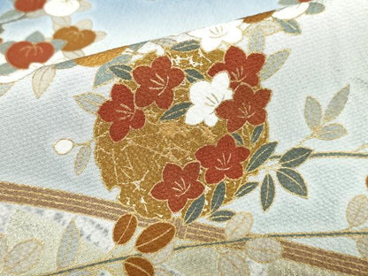 平和屋着物●訪問着 雪輪草花籬文 暈し染め 金彩 三越扱い 正絹 逸品 未使用 DABB0457ud