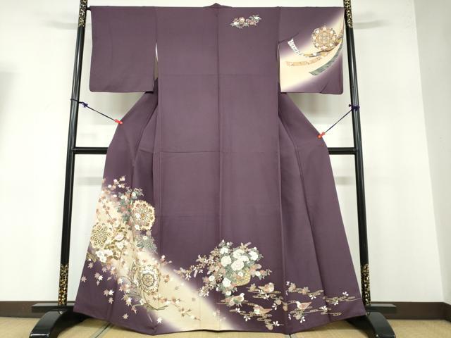 平和屋着物●訪問着 正倉院草花文 暈し染め 金彩 正絹 逸品 DABB0459ud