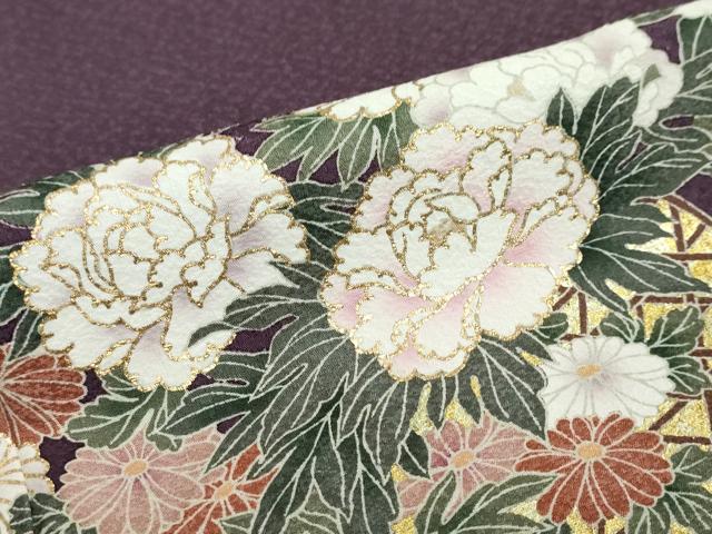 平和屋着物●訪問着 正倉院草花文 暈し染め 金彩 正絹 逸品 DABB0459ud
