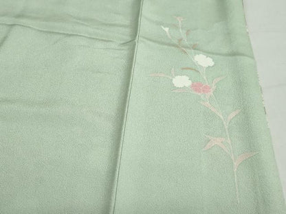 平和屋着物●訪問着 駒刺繍 絞り 雲取り草花文 金銀彩 正絹 逸品 DABB0460ud