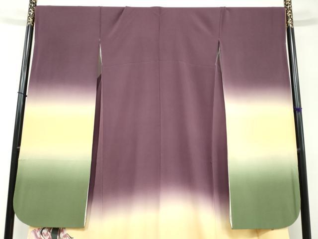 平和屋着物●十日町 加賀草木友禅の第一人者 田村哲彦 振袖 女人花蝶文 暈し染め 正絹 逸品 DABB0461ud
