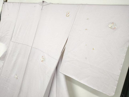 平和屋着物●上質な小紋　総刺繍　京刺繍小紋　草花丸文　金銀糸　反端付き　正絹　逸品　未使用　DABB0463ud