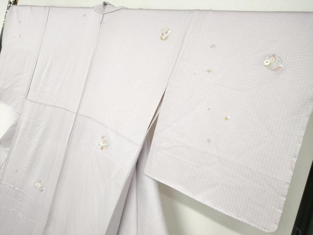 平和屋着物●上質な小紋　総刺繍　京刺繍小紋　草花丸文　金銀糸　反端付き　正絹　逸品　未使用　DABB0463ud