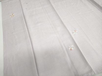 平和屋着物●上質な小紋　総刺繍　京刺繍小紋　草花丸文　金銀糸　反端付き　正絹　逸品　未使用　DABB0463ud